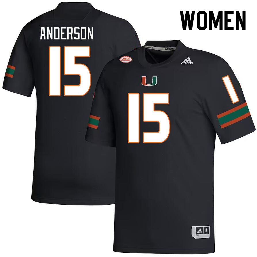 Women #15 Judd Anderson Miami Hurricanes College Football Jerseys Stitched-Black